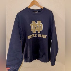 XL Notre Dame Elite Fan Shop NCAA Front/Back Navy Blue Heather Crew Sweatshirt